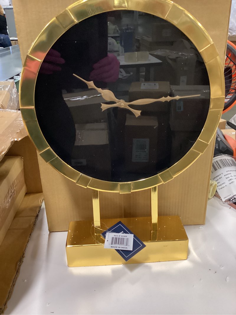 Gold Stainless Steel Metal  Clock, 12\" x 3\" x 18\"