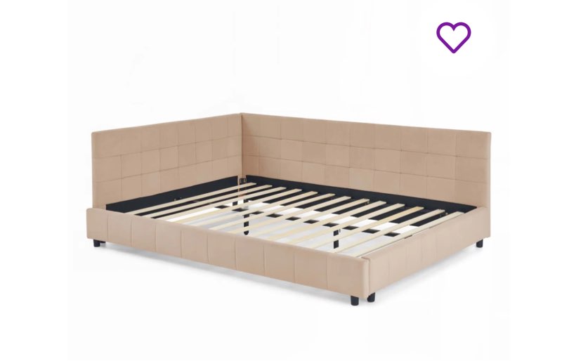 (Incomplete, only 1 box) Velvet Upholstered Tufted Bed Frame. Size unknown 