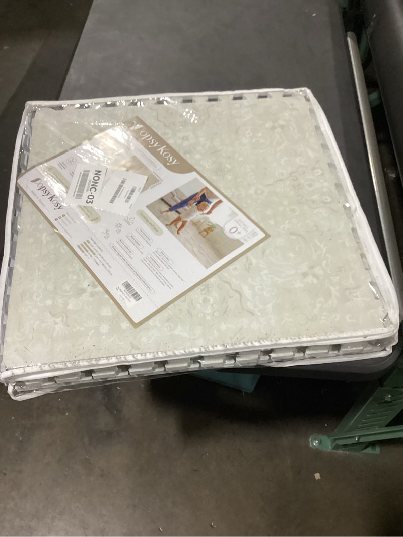 Condition photo showing New/Like New for popsykosy premium baby floor play mat - thick & cushioned 0.5 inch playroom foam mat, non-toxic odorless - 6 tiles - spacious 6x4 ft. - stylish & large, waterproof for kids & toddlers - pearl beige pearl beige 4 x 6 ft (0.5"thick)