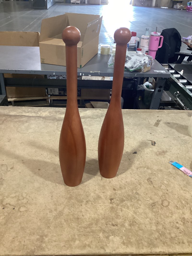 Condition photo showing As Is for indian clubs - pair of traditional wooden clubs - 1lb, 2lb, 3lb & 6lb - shoulder & grip strength & mobility fitness exercise training - home & gym workout