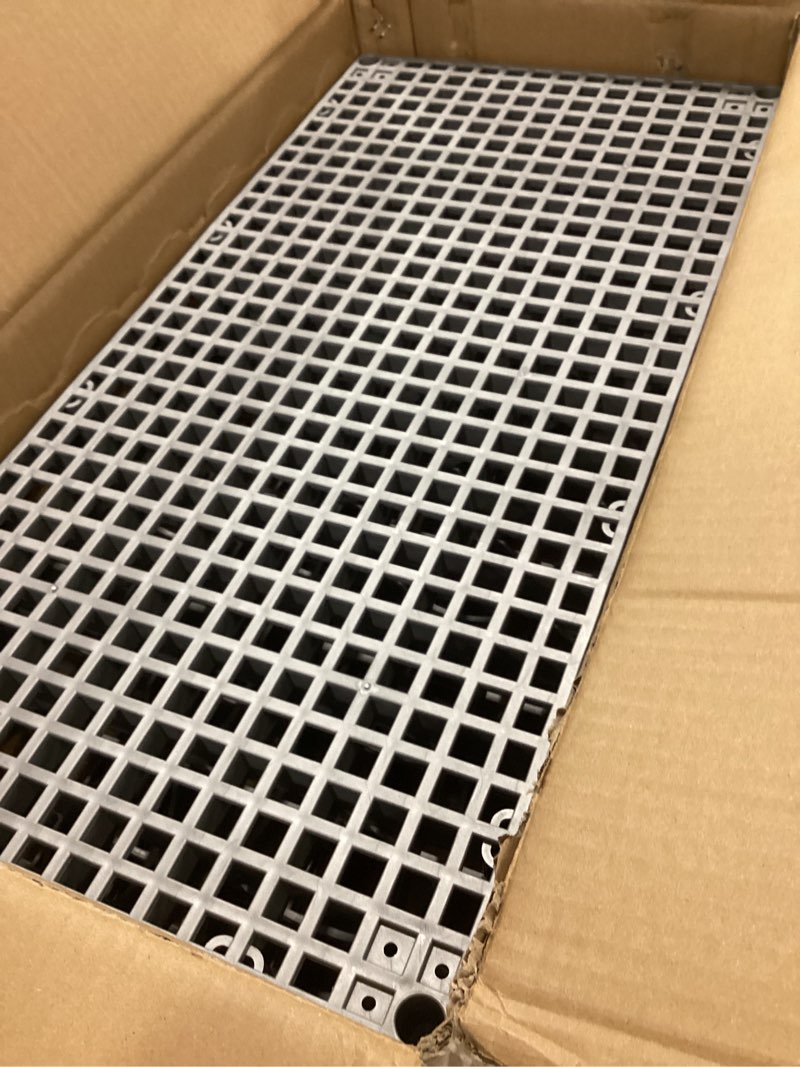 Condition photo showing As Is for ( incomplete 2 pack only ) 3 Pack Heavy Duty Fountain Basin Grate, 24\"x 12\" Pondless Waterfall Kit, Water Grid for Raised Beds, Rectangular Hide Reservoir Grates for Indoor & Outdoor Ponds, Waterfall Fountains, Water Gardens 3 Pack 24\"x 12\"
