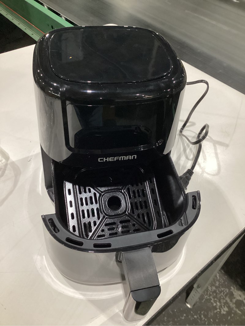 Condition photo showing Good Condition for ( NOT TESTED) CHEFMAN 2 Qt Mini Air Fryer – Digital Space-Saving Compact Air Fryer with Nonstick and Dishwasher Safe Basket, Quick & Easy Meals in Minutes, Features Digital Timer and Shake Reminder – Black 2 Quart Black