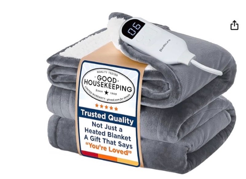 Bedsure Electric Blanket Twin - Soft Flannel Heated Blanket Twin Size, GentleSoft Fast Heating with 10 Time Settings & 6 Heat Settings, Warm Gift for Grandma (62x84 inches, Grey)