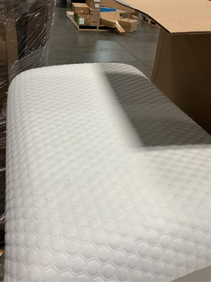 Condition photo showing As Is for memory foam bed pillows, pillow for side and back sleeper, pillow for neck pain relief, washable removable cover, soft, white (king
