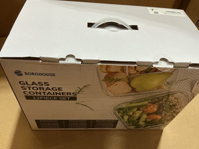 Condition photo showing New/Like New for 12-pack glass containers with tempered lids – borosilicate, oven-safe(-4°f~950°f), airtight, bpa-free, multi-size for meal prep, dishwasher safe (blue)