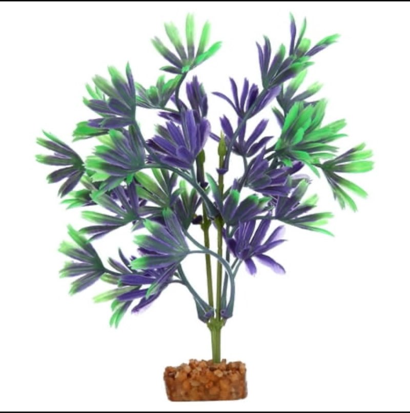 glofish plant aquarium décor  purple and green medium  fluorescent under blue led light( 12 pc assorted) 
