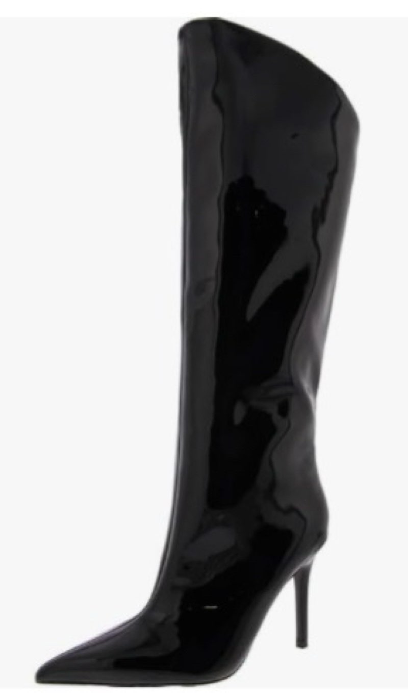steve madden women's sarina knee high boot, black patent, 8