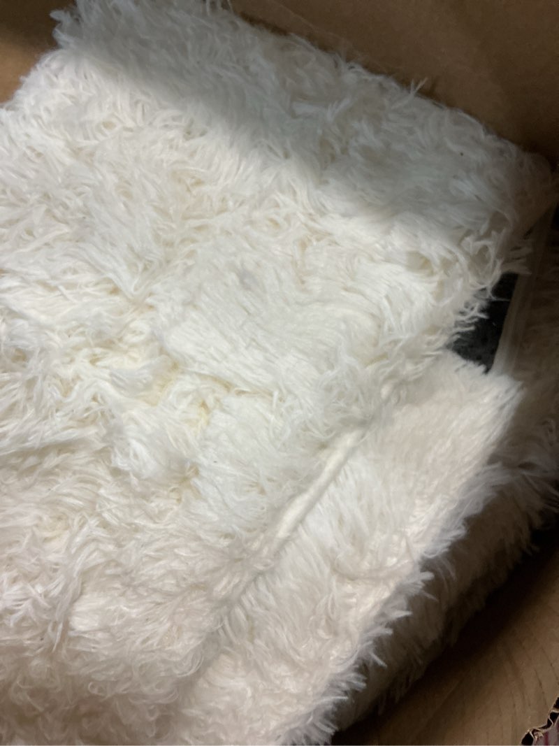 Condition photo showing Good Condition for 8x10 Area Rugs for Living Room Bedroom, Ultra Soft Fluffy Cream White Large Rug Carpet for Bedroom, Upgrade Non-Slip Fuzzy Shag Plush Rugs for Nursery Boys Girls Kids Room Modern Indoor Home Decor 8x10ft Cream White