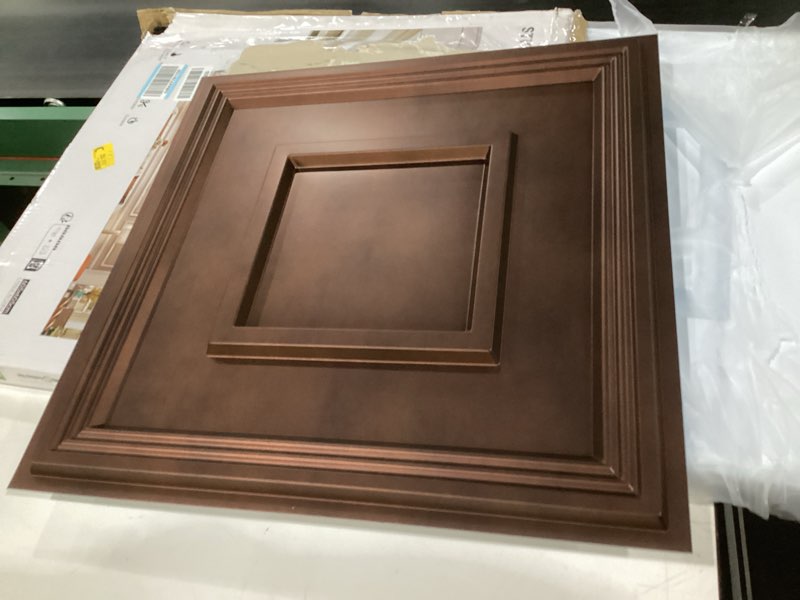 Condition photo showing Good Condition for stickgoo glue up ceiling tiles, 24x24 inch pvc decorative drop ceiling tile antique copper 48 sq. ft, pack of 12 tiles 24"x24" antique copper