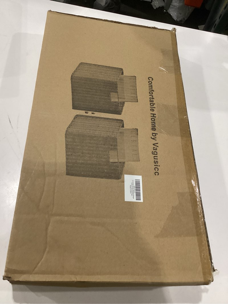 Condition photo showing Good Condition for vagusicc wicker storage basket, set of 2 hand-woven paper rope wicker baskets, foldable cube storage