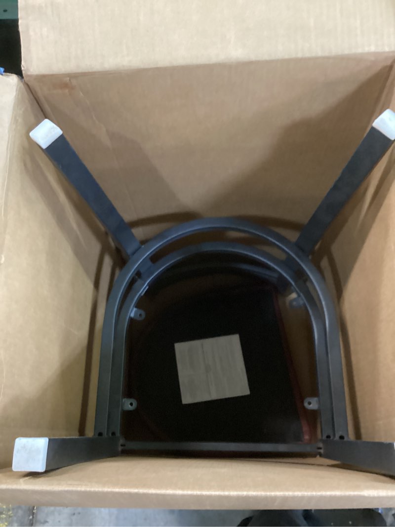 Condition photo showing As Is for Flash Furniture HERCULES Series Black Ladder Back Metal Restaurant Chair - Burgundy Vinyl Seat Black;Burgundy Set of 1