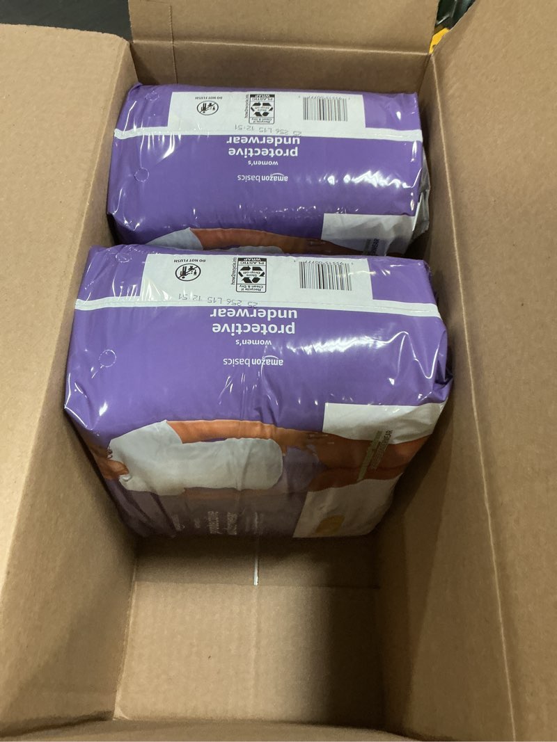 Condition photo showing Good Condition for Amazon Basics Incontinence Underwear for Women, Protective, Disposable, Postpartum, Maximum Absorbency, X-Large, Lavender, 32-Count (2 Packs of 16)
