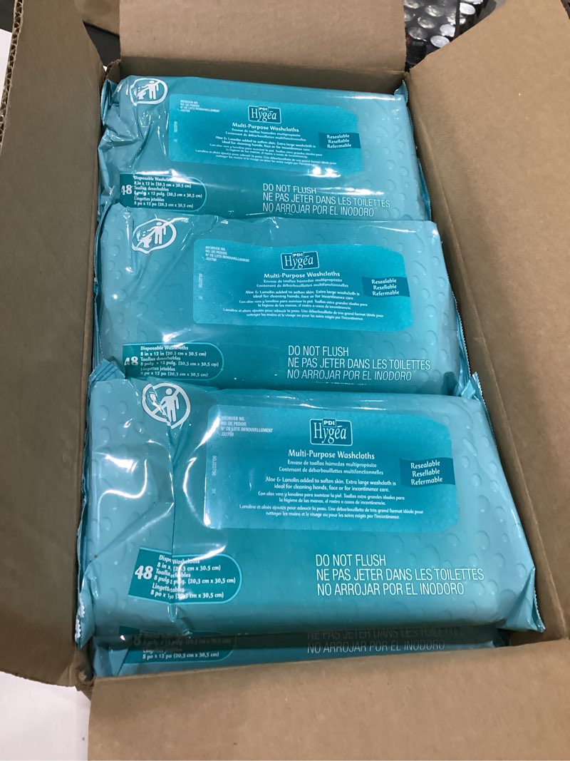 Condition photo showing Good Condition for pdi hygea premium multi-purpose washcloths, personal cleansing body wipes, large wipes 10\" x 11.5\", 60 wipes each, pack of 12