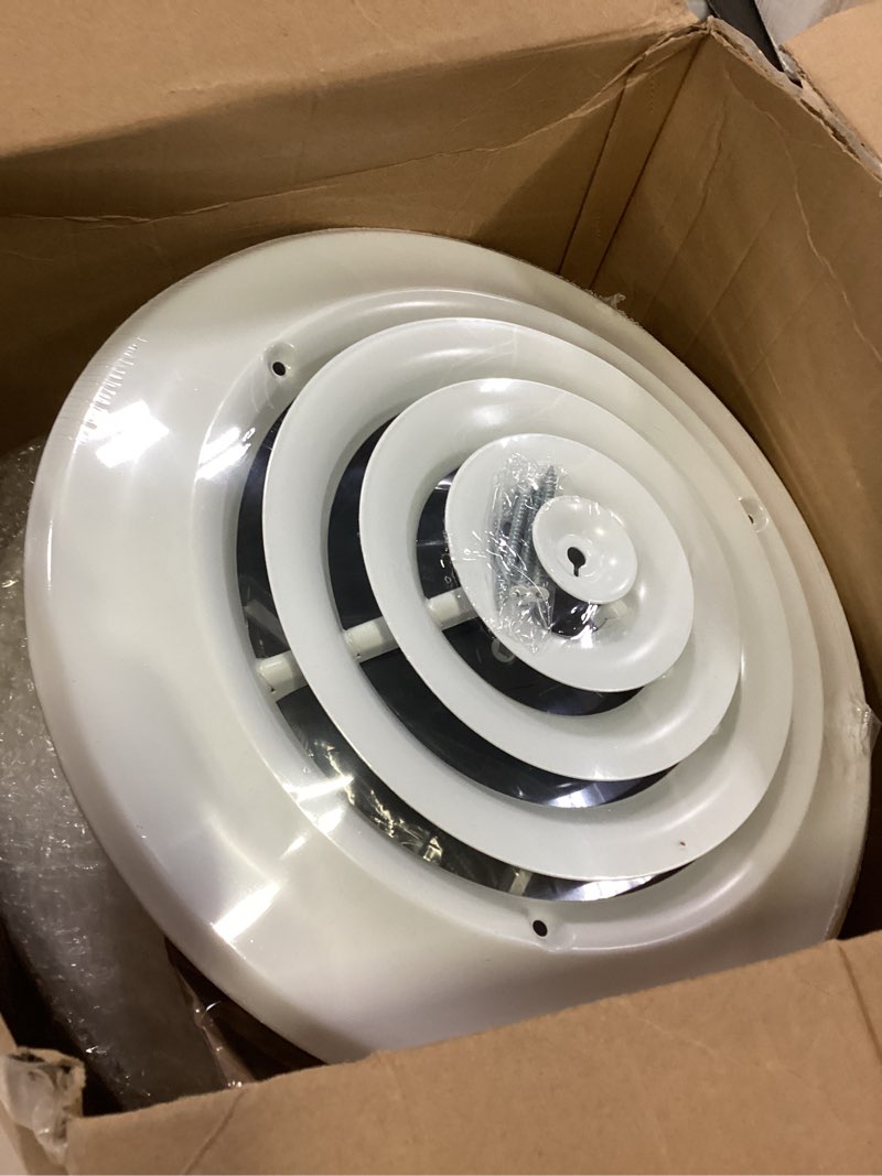 Condition photo showing New/Like New for Therwen 4 Pack 8 Inch Round Vent Cover Ceiling Diffuser HVAC Vent Duct Cover Replacement with Steel Butterfly Damper Fitting in 8 Inch Duct, Outer Dimensions: 12" 8 Inch White and Black 4