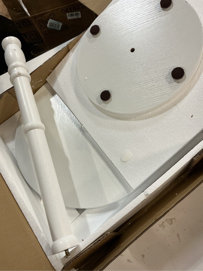 Condition photo showing Good Condition for homleke 16" round side tables, solid wood pillar with wood top & base, small drink accent table for living room, bedroom, sofa & office, easy assembly, white white 1