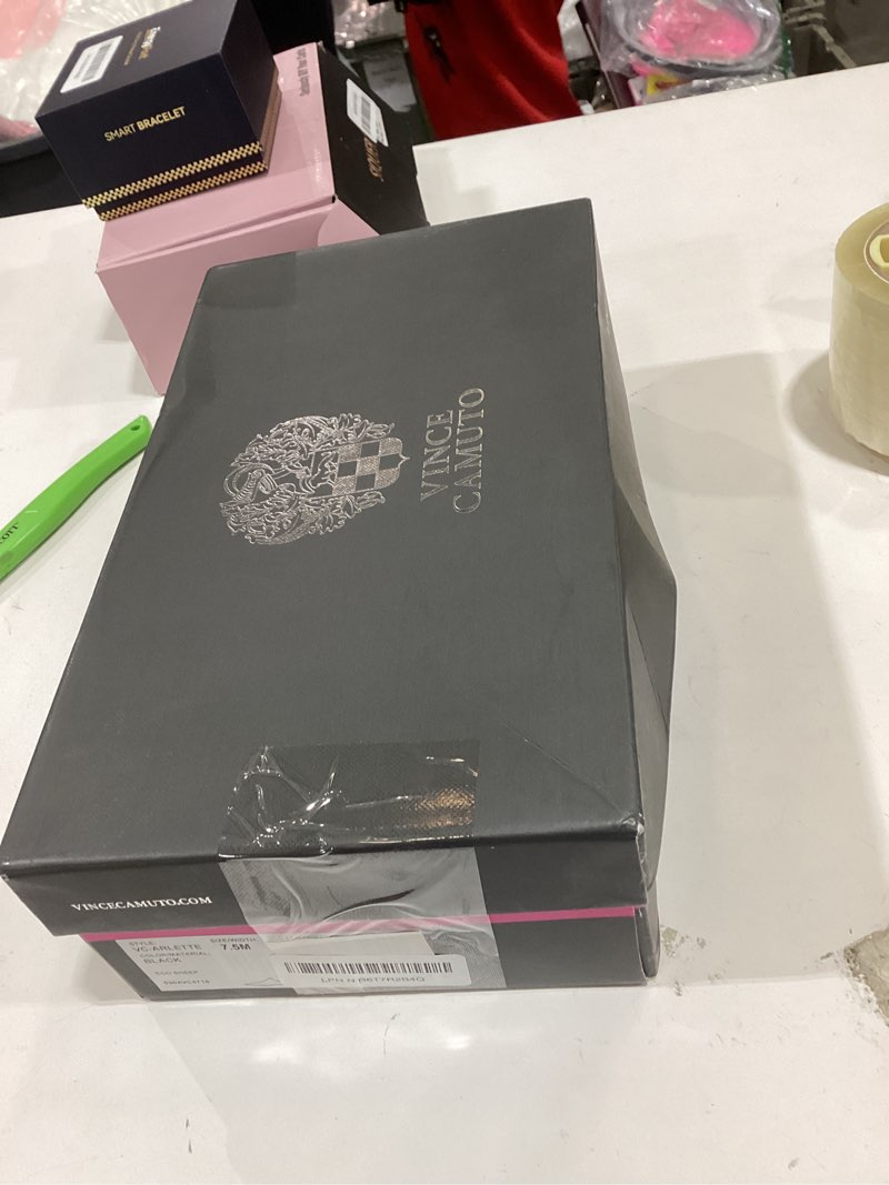 Condition photo showing Good Condition for Vince Camuto Arlette Slip On Flat Mule, Black Leather, 7.5