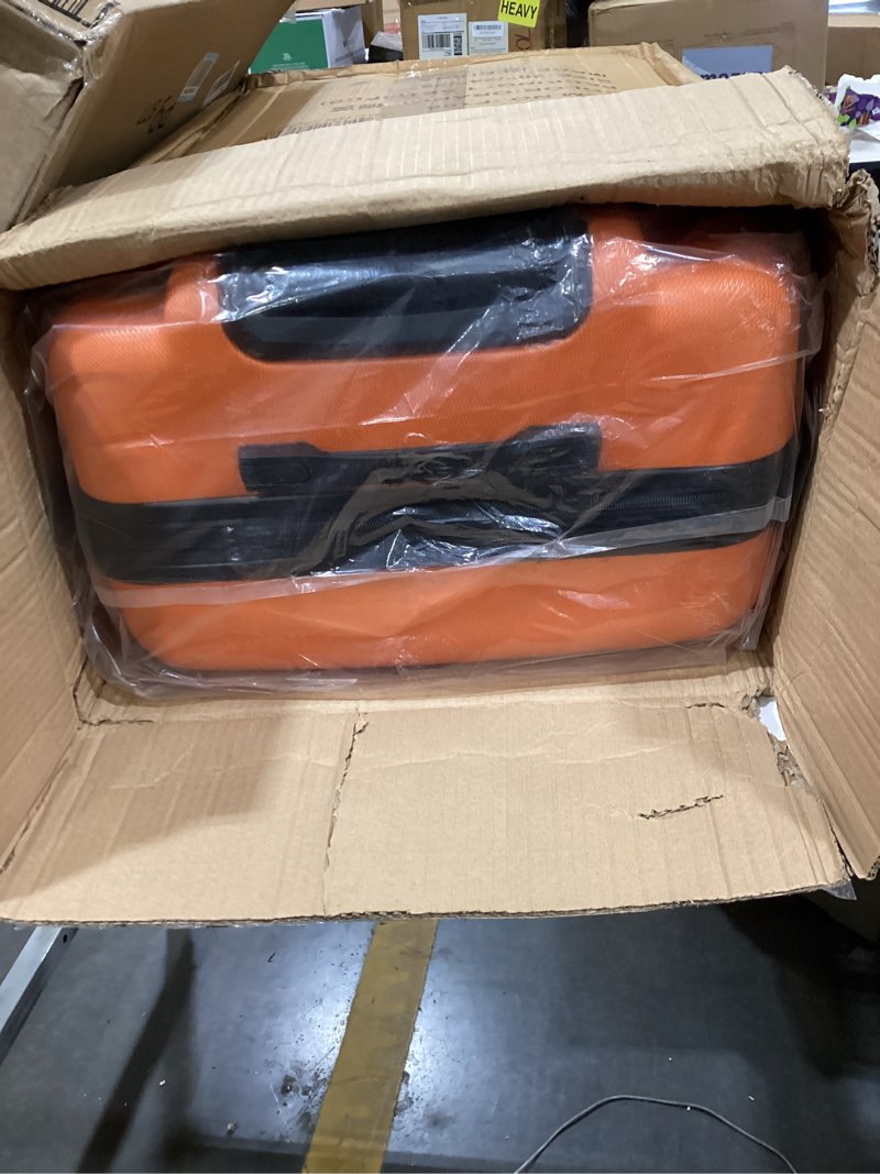 Condition photo showing New/Like New for rockland melbourne hardside expandable spinner wheel luggage, orange, 3-piece set (20/24/28) 3-piece set (20/24/28) orange
