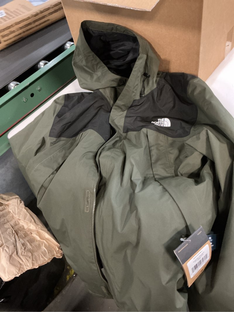 Condition photo showing New/Like New for THE NORTH FACE Men's Antora Triclimate Jacket | Waterproof Shell, Warm Inner Fleece Layer, Adjustable 3 Piece Hood Large New Taupe Green/Tnf Black-npf