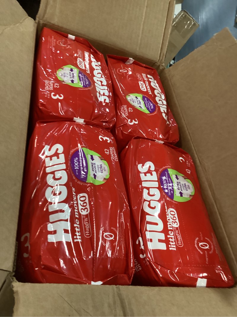 Condition photo showing New/Like New for Huggies Little Movers HuggFit 360 Pull On Diapers -Size 3 - 168ct