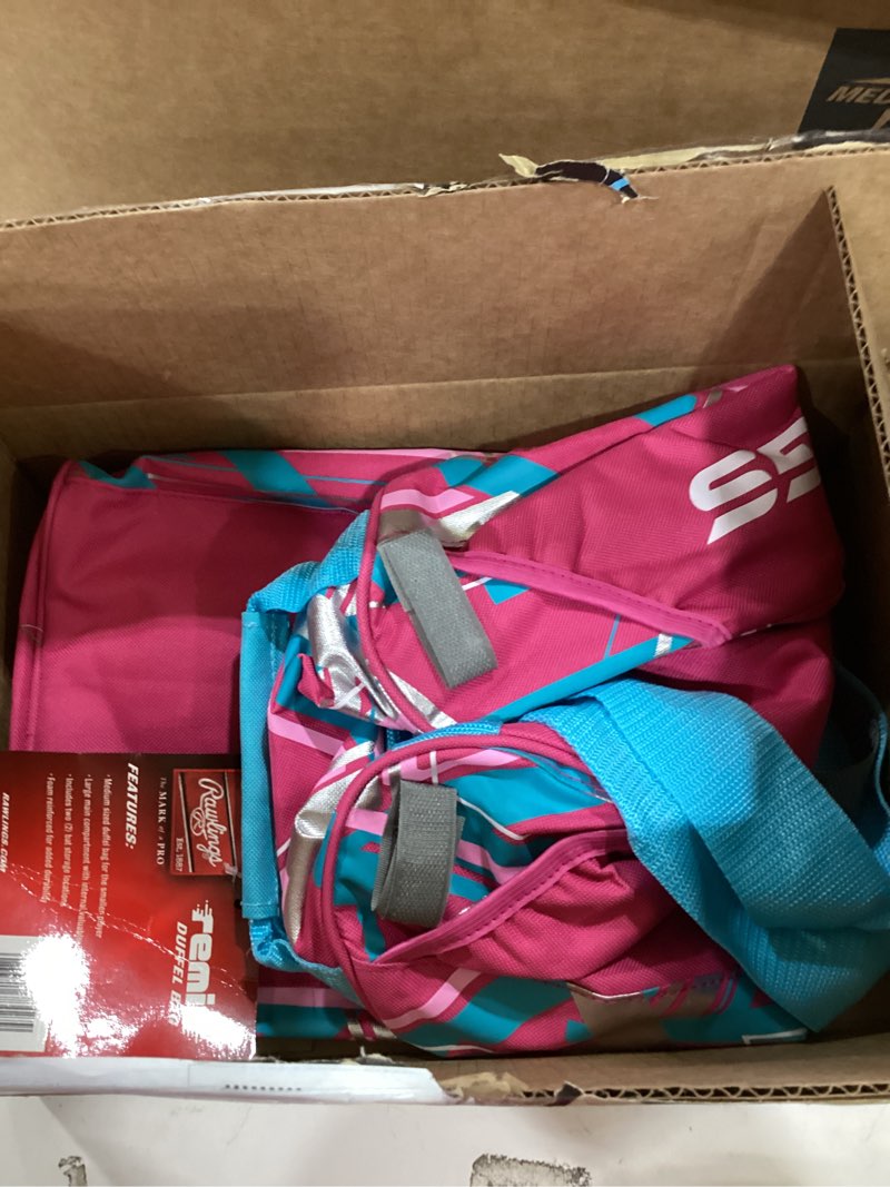 Condition photo showing As Is for Rawlings | REMIX Duffel Equipment Bag | T-Ball & Youth Baseball/Softball | Multiple Colors Pink
