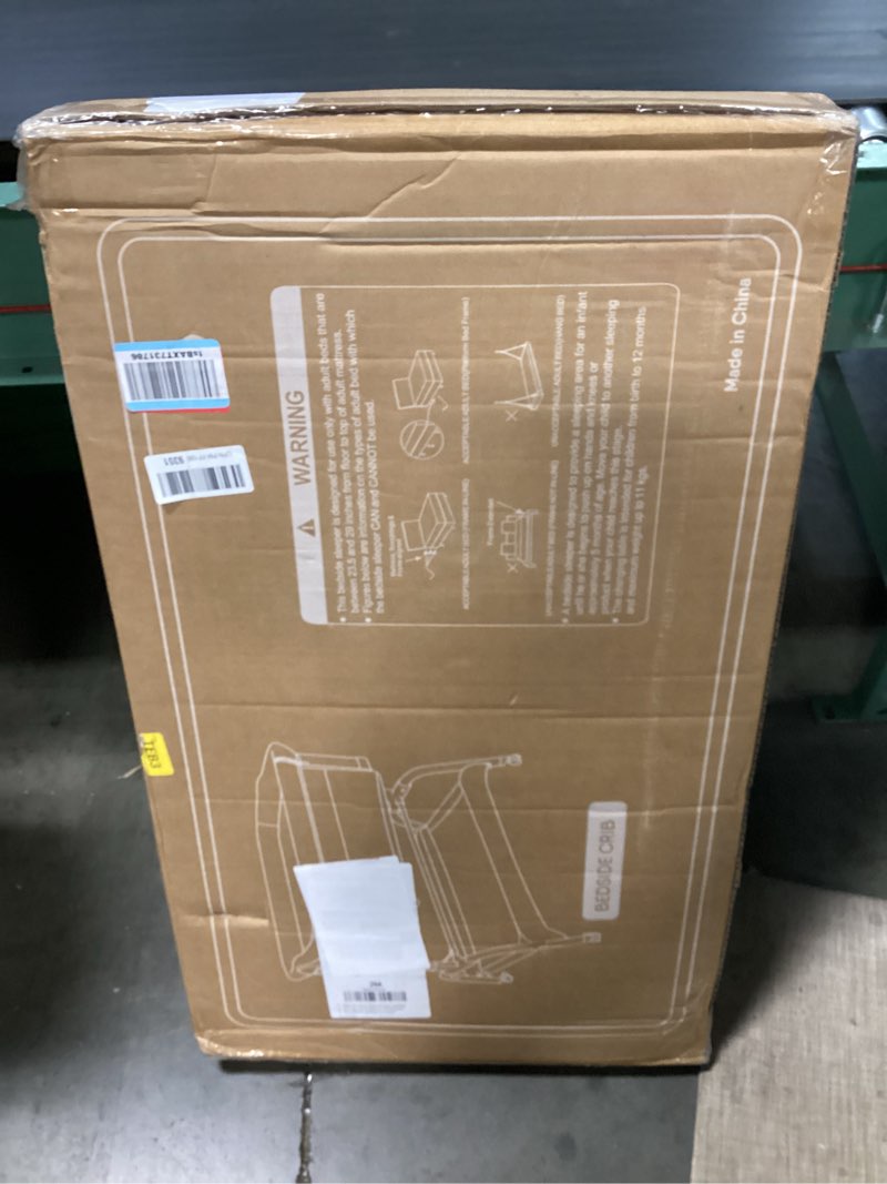 Condition photo showing New/Like New for baby bassinet bedside crib, 3-in-1 baby bassinet bedside sleeper with mattress and soft, breathable sheet, full-mesh sides, 6-height adjustable, stable and secure crib for newborns wood grain legs + black bed