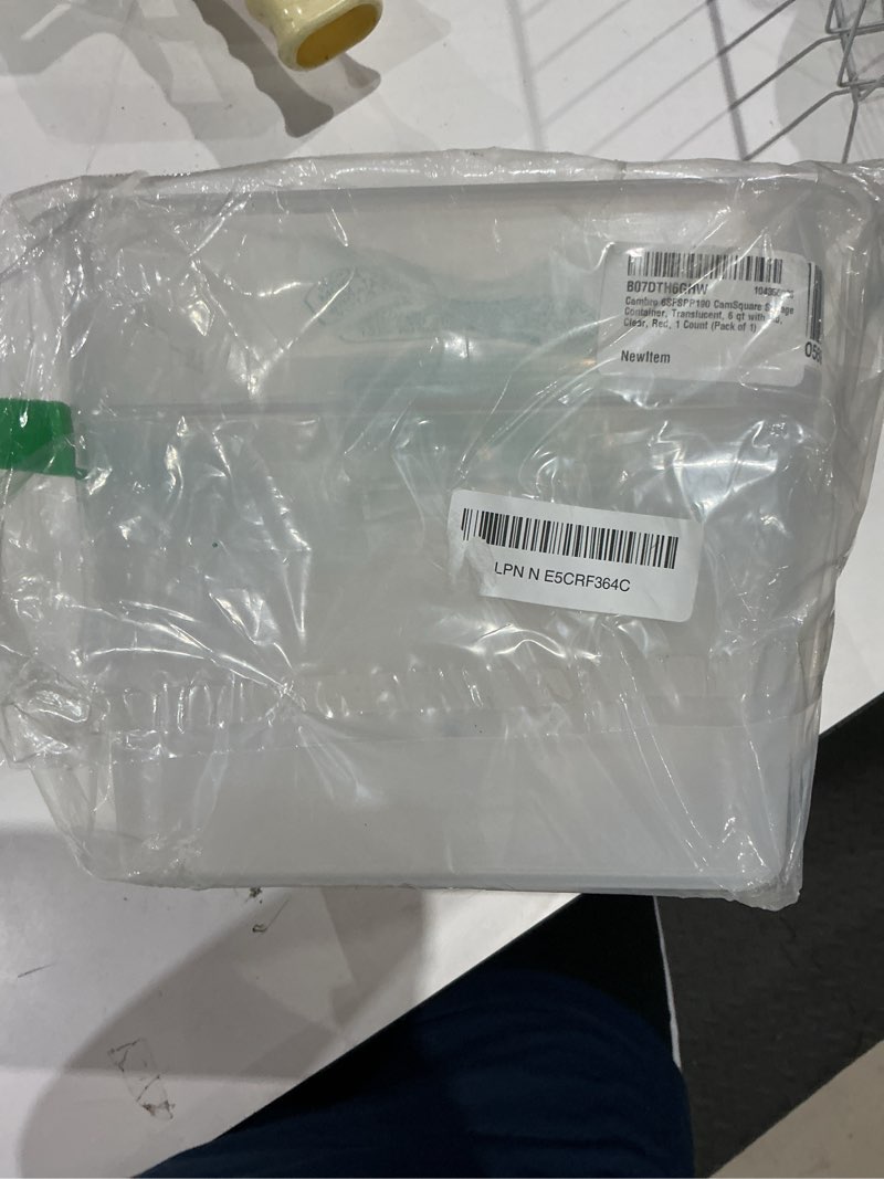Condition photo showing New/Like New for cambro 6sfspp190 camsquare storage container, translucent, 6 qt with lid 1 6 quart with lid