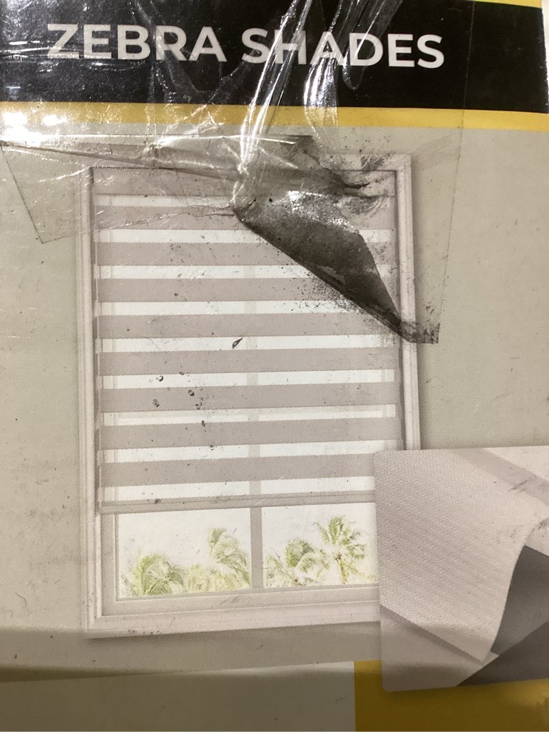 Condition photo showing Good Condition for UNISHADES No Drill Cordless Zebra Blinds for Windows, Linen High Precision Fabrics, 35" W x 48" H Linen White Linen White 35" W x 48" H