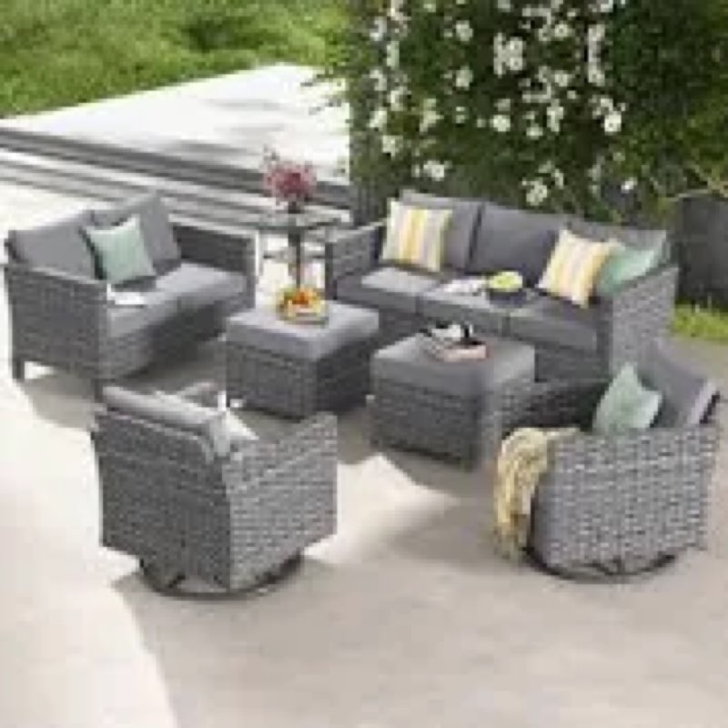 Lovall 7 Piece Rattan Sofa Seating Group with Cushions (incomplete) 