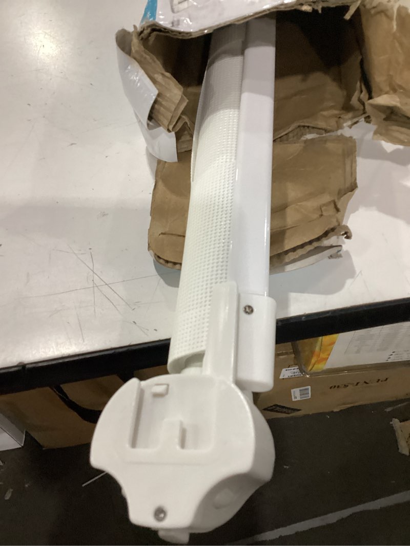 Condition photo showing As Is for babepai retractable baby gates for stairs, retractable dog gate for indoor/outdoor use | child gates for doorways, deck, porch, hallways, patio (white, 55" wide 34" height) white 55" wide × 34" height