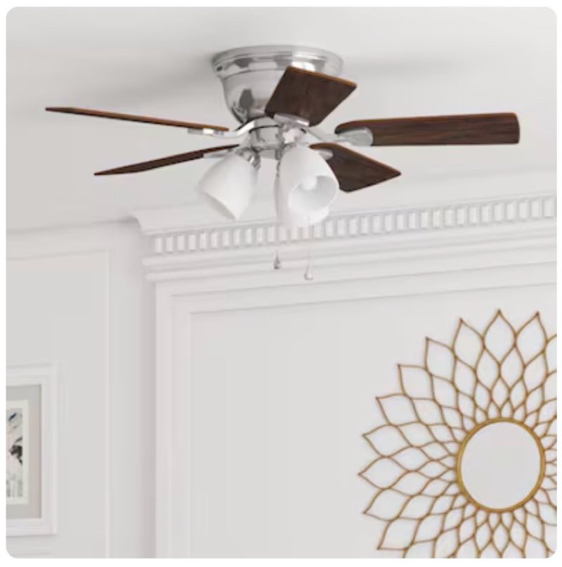 1k+ bought last week Harbor Breeze Centreville 42-in Brushed Nickel with Nutmeg/cocoa Blades Flush Mount Ceiling Fan