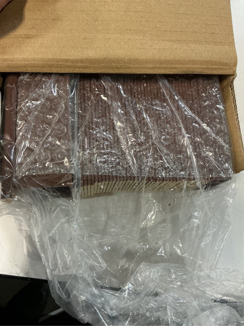 Condition photo showing Good Condition for eclipse 2in. faux wood blinds, 34"w x 72"l in dark oak - cordless window blinds, certified safe for children & pets, light filtering, wand tilt and smooth easy operation, window shades for home faux wood 34"w x 72"h dark oak