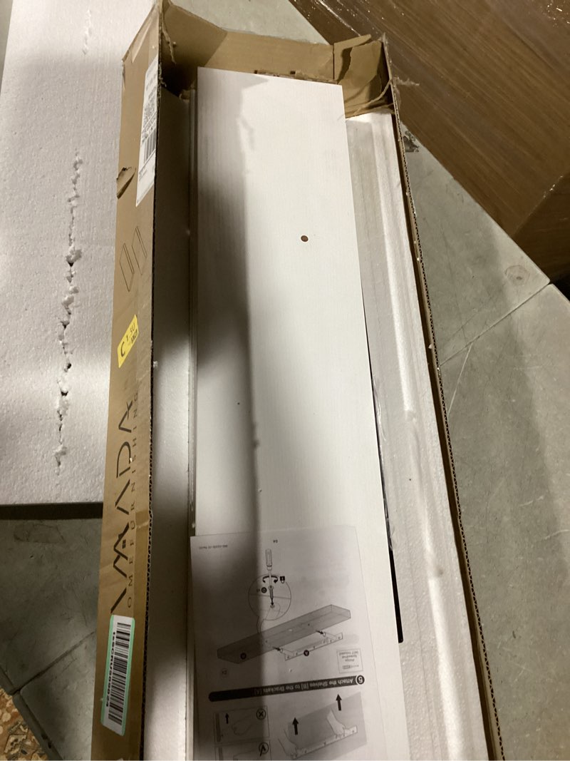 Condition photo showing Good Condition for AMADA HOMEFURNISHING Floating Shelves, 32? Large Wall Mounted Shelves for Bathroom, Bedroom, Living Room, Kitchen, Office, Hanging Shelf for Wall Décor Storage, Set of 2, White White 32 inches