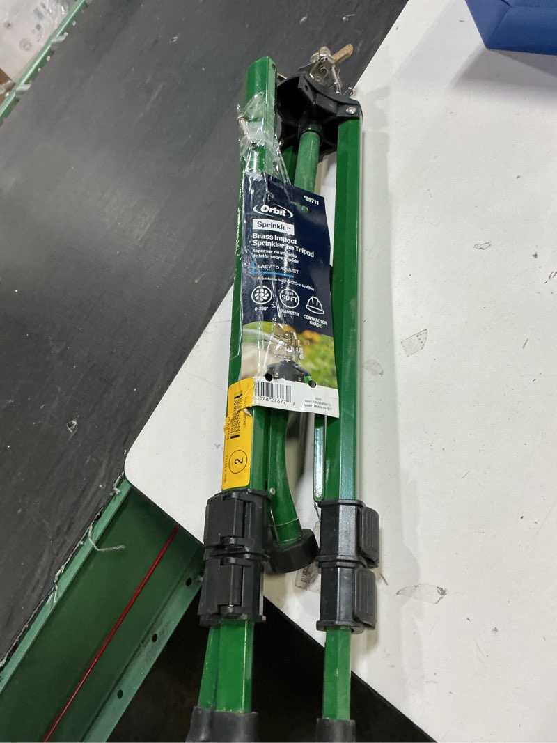 Condition photo showing As Is for orbit sprinkler 5000-sq ft impulse tripod lawn sprinkler