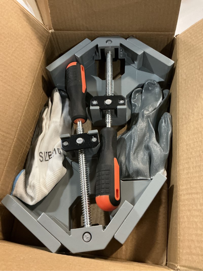 Condition photo showing New/Like New for corner aluminum alloy right angle clamps with adjustable swing jaw 90 degree wood clamps for woodworking