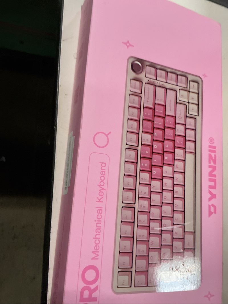 Condition photo showing New/Like New for yunzii b75 pro wireless mechanical keyboard,75% layout with knob,hot swap gasket custom structure,creamy pre-lubed switches,rgb backlit,bluetooth/type-c/2.4g for win/mac(cocoa cream v2 switch,pink) cocoa cream v2 switch pink