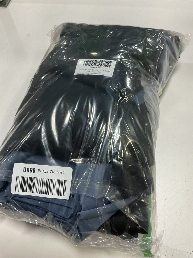 Condition photo showing Good Condition for NICETOWN 100% Blackout Curtains Thermal, Stone Blue, 1 Pair, W37 x L70, Noise Reduction and Privacy Curtains for Patio Door, Black Lined Blackout Drapes with Grommet Top Stone Blue 37"W x 70"L (Pack of 2)