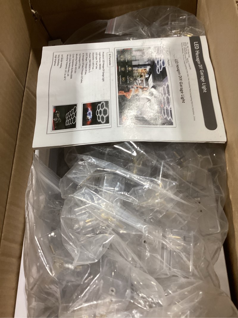 Condition photo showing Good Condition for 58Lights LED Hexagon Honeycomb Lights,14-Hex Honeycomb Lights 68800Lumens Hexagon DIY Super Bright Car Detailing Ceiling 688W LED Shop Light for Warehouse Workshop Gym Basement 14 Hexagon-58Lights