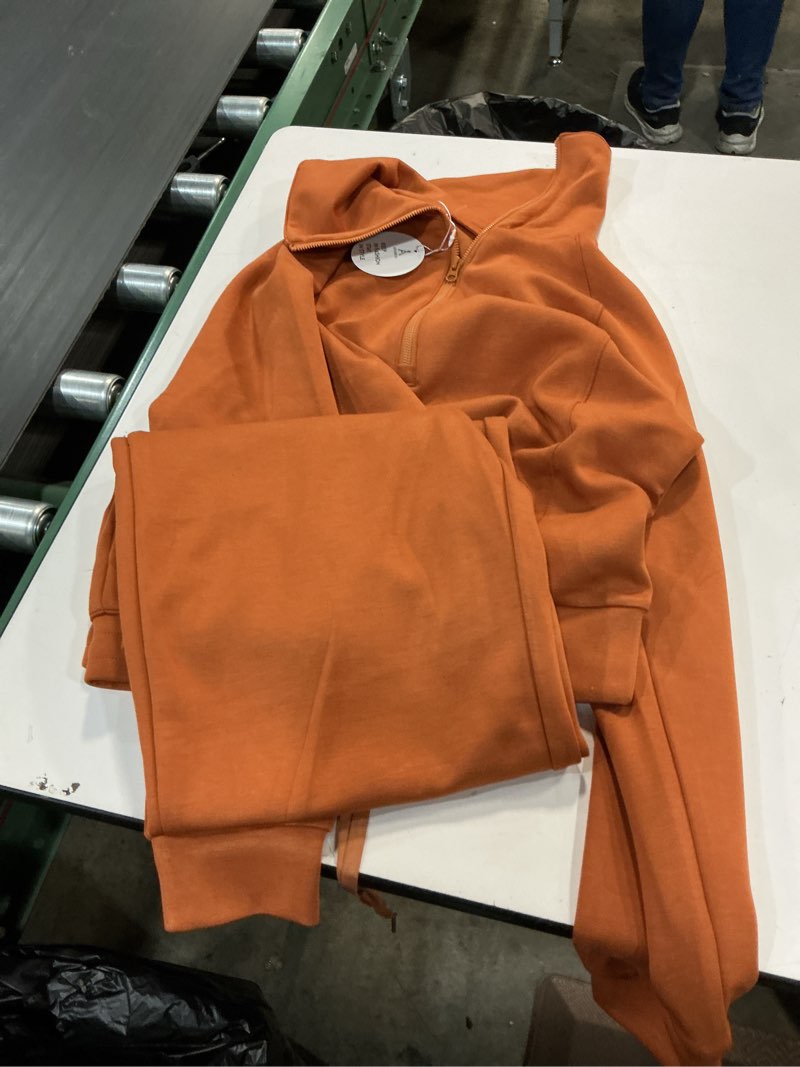 Condition photo showing Good Condition for ((Sz M similar))CHICME Womens 2 Piece Outfits Sweatsuit Zip Up Hoodie and Wide Leg Sweatpants Tracksuit Travel Workout Lounge Sets A-dark Yellow Medium