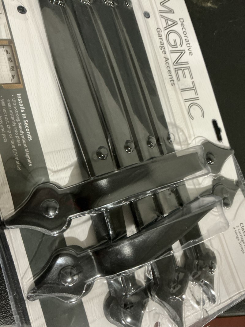 Condition photo showing Good Condition for classic spade 12 in. x 2 in. black magnetic garage door hardware (6-piece)