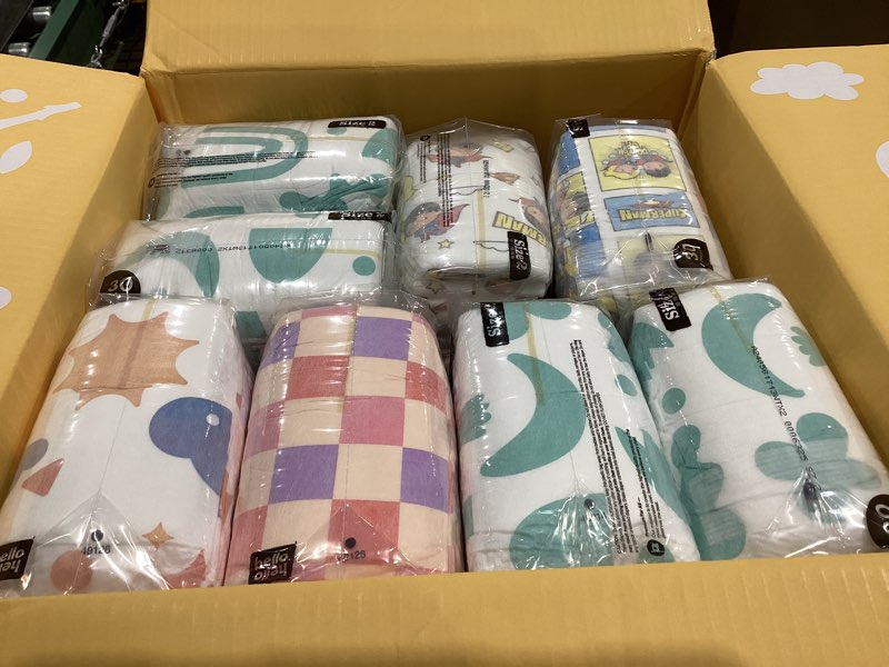 Condition photo showing New/Like New for Hello Bello Mega Surprise Pack, Size 2 (10-16 lbs), 240ct Hypoallergenic Assorted Diapers with a Soft, Cloth-Like Feel Plus 360 Ultra Gentle Unscented Baby Wipes in 6 Resealable Packs Mega Pack (Neutral) With Wipes Size 2