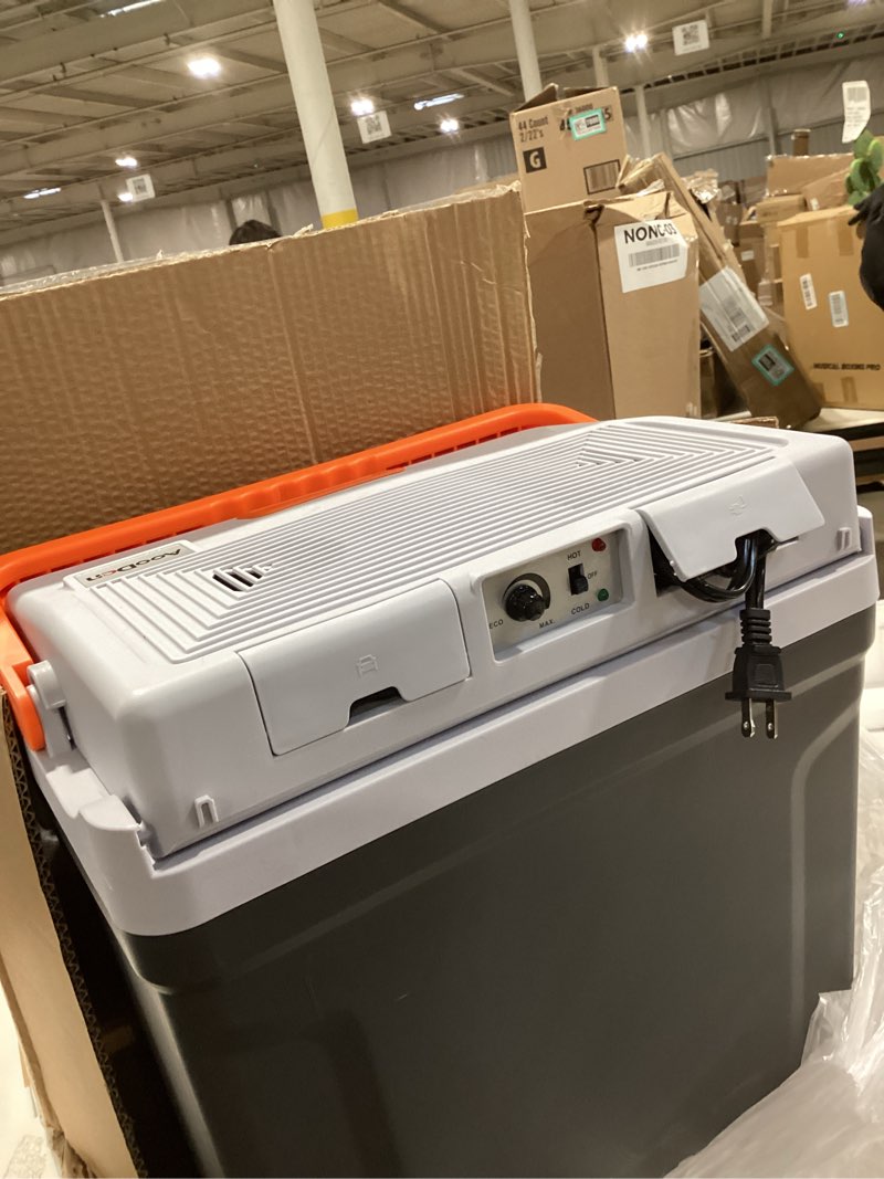 Condition photo showing Good Condition for Upgrade 27 Quart (25Liter) Electric Car Cooler and Warmer with New Removable lid Design, Thermoelectric Iceless Cooler for Travel, Camping, Vehicles, Truck, Home - 12V DC and 120V