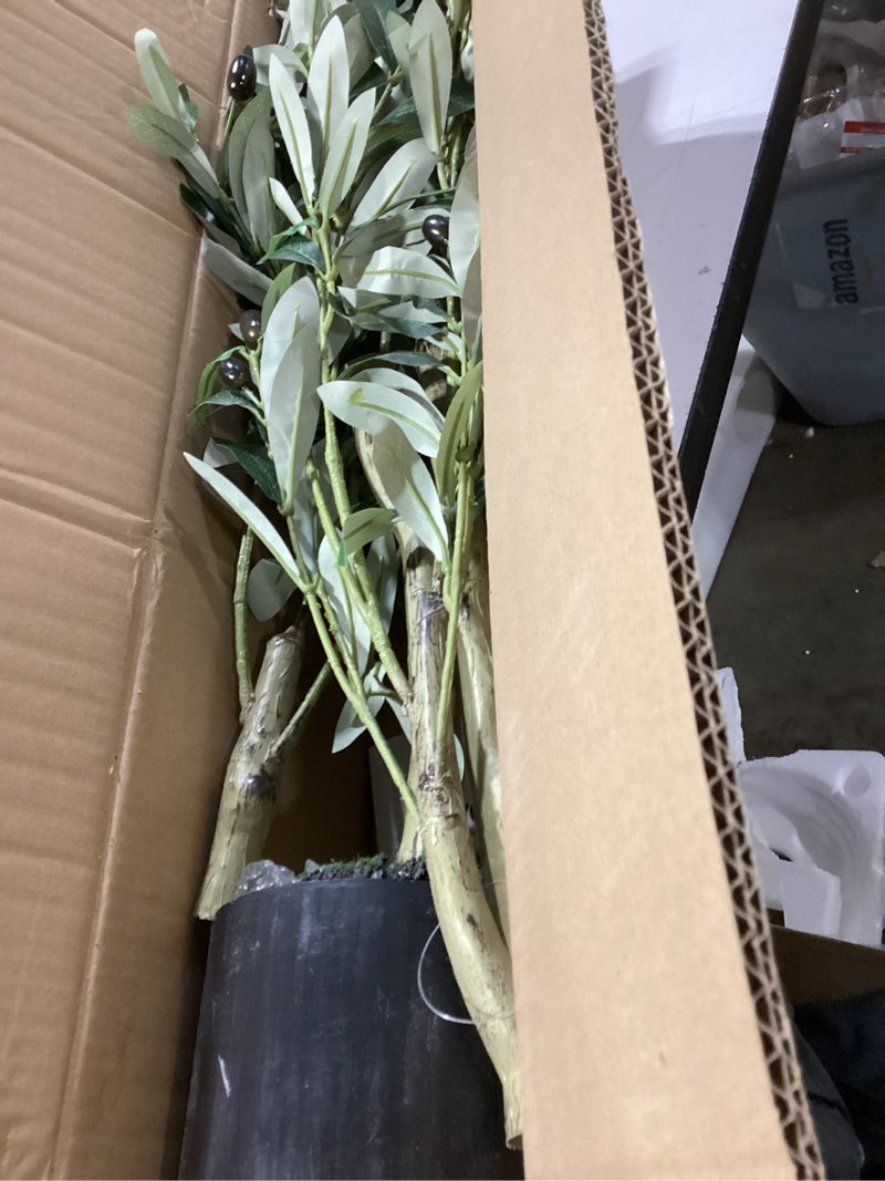 Condition photo showing Good Condition for Similar to 5FT Artificial Olive Trees, Faux Silk Plant with Lively Artifical Trunk and Lifelike Fruits, Indoor Fake Potted Tree with White Planter for Modern Home Office Living Room Decor 1 5ft