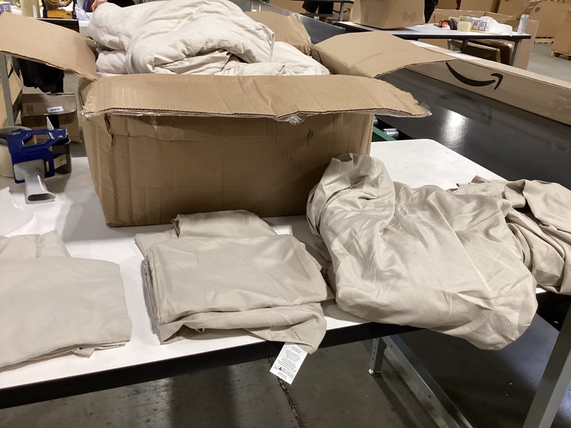 CozyLux King Size Comforter Set Beige, 7 Pieces Bed in a Bag, Beige Comforter King Size, All Season Bedding Sets with Stitch Quilted Comforter, Flat Sheet, Fitted Sheet, Pillowcases