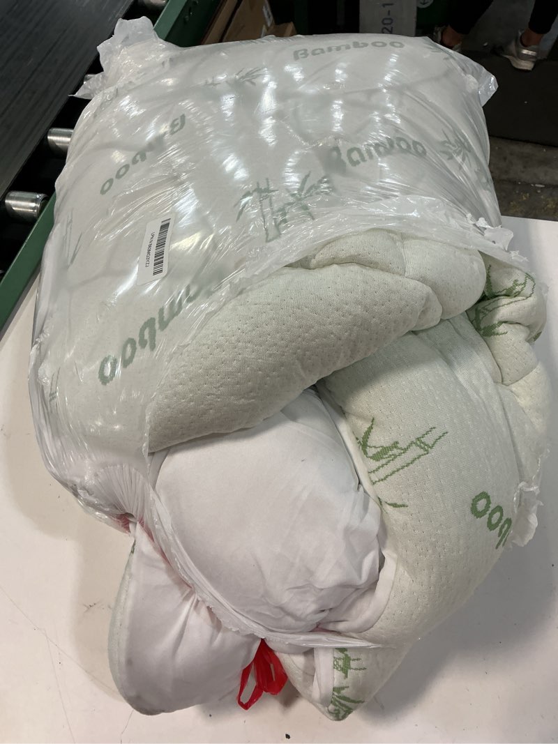 Condition photo showing As Is for ultra soft queen size mattress topper - viscose made from bamboo pillow top mattress pad for back pain relief - naturally cooling for hot sleepers, green green queen