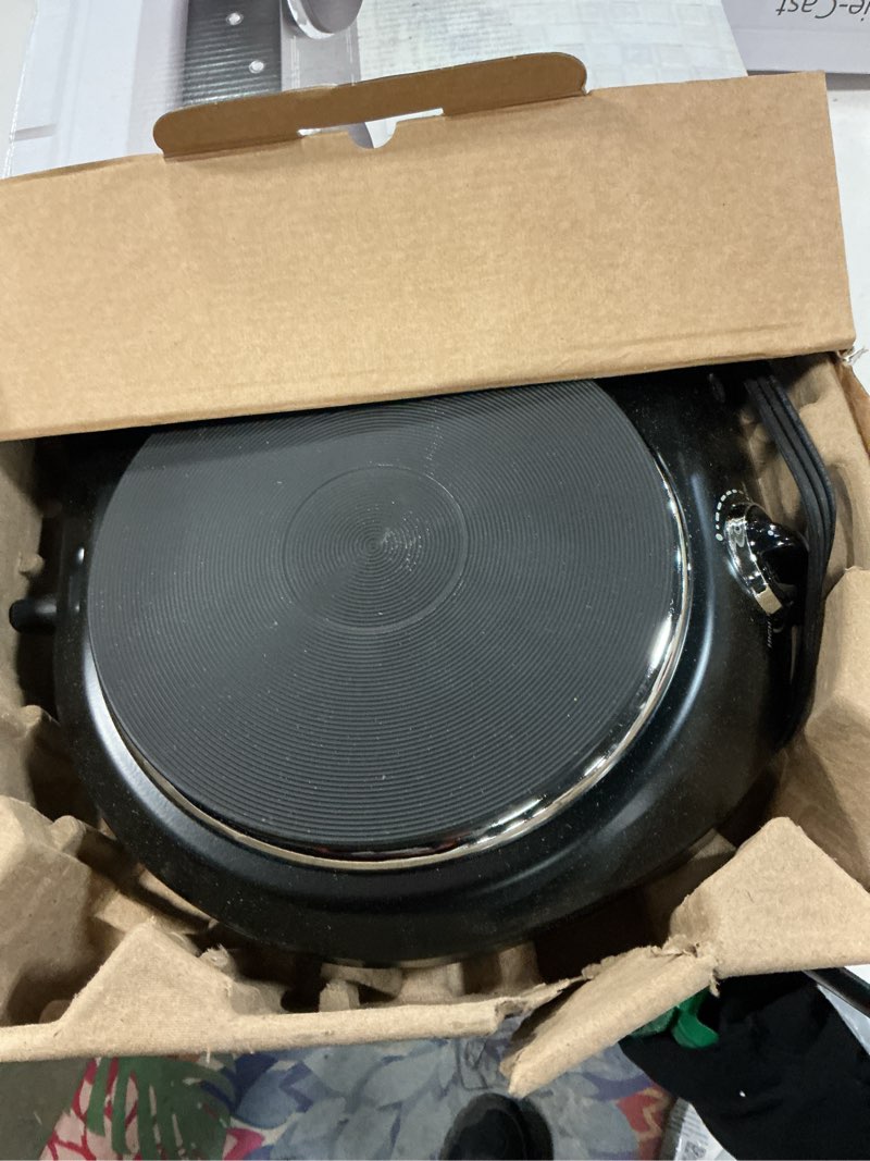 Condition photo showing As Is for mainstays double burner, 1800 w, black electric cooktop, 1 each, assembled product