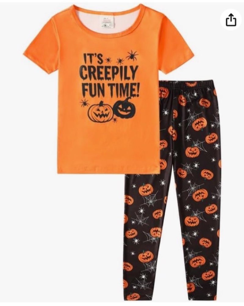 MyFav Boy Pajamas Halloween Kids Sleepwear Glow in the Dark Cute Short Sleeve Long Pants Night Cloth size 10Y 