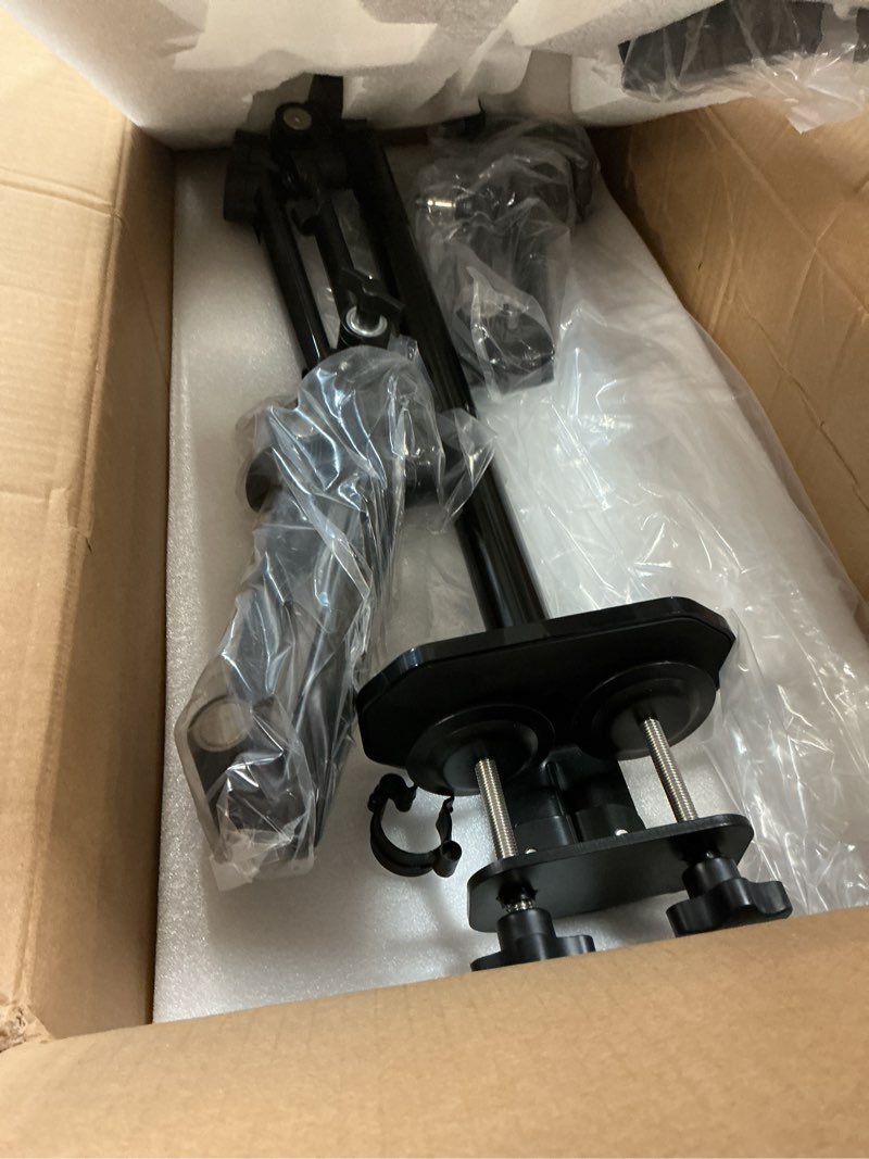 Condition photo showing As Is for NEEWER Overhead Camera Stand Desk Mount Rig with 4 Boom Arms for Photography Video Light Ring Light Phone Mount Webcam Mic Compact DSLR for Live Streaming Broadcast Online Teaching Meeting, DS007