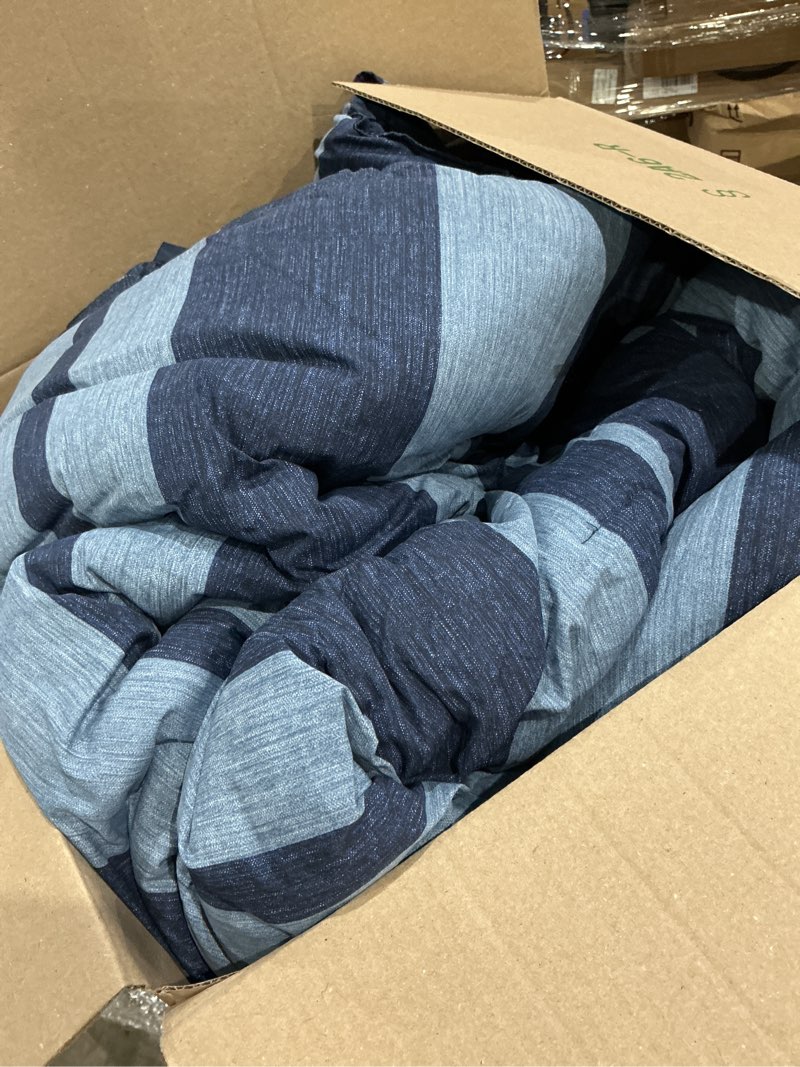 Condition photo showing Good Condition for nautica - twin/twin xl comforter set, reversible cotton bedding with matching sham, medium weight for year round use, dorm essentials, oeko-tex certified (longpoint blue) longpoint blue twin/twin xl comforter set