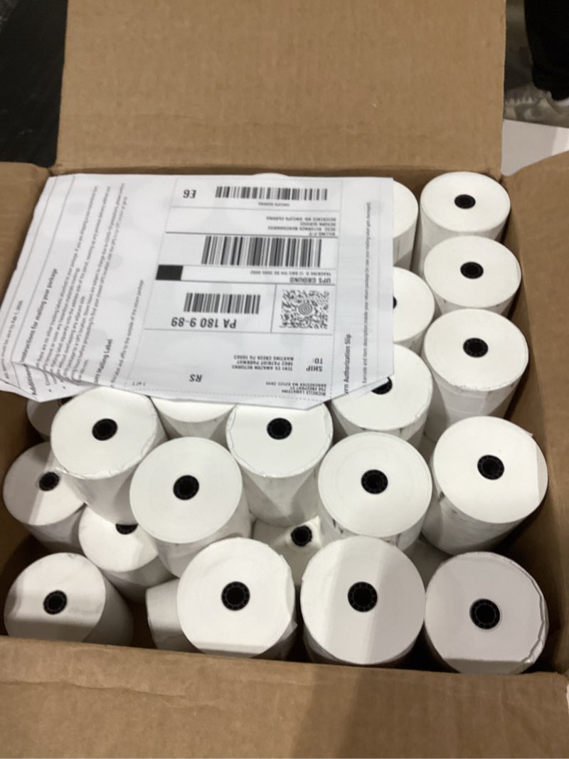 Condition photo showing As Is for Amazon Basics Thermal Paper Receipt Rolls, POS Receipt, 3 1/8" x 230', 50 Rolls, BPA-Free and FSC Certified, Recycled Materials, White