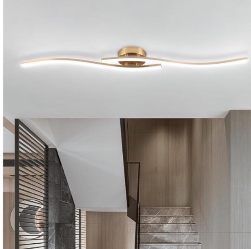 Lámpara de techo lineal dorada de 28W, luminaria de techo LED moderna dorada de 6000K, aluminio, 39.37 pulgadas de largo, lámpara de techo para pasillo, cocina, dormitorio, comedor ( similar